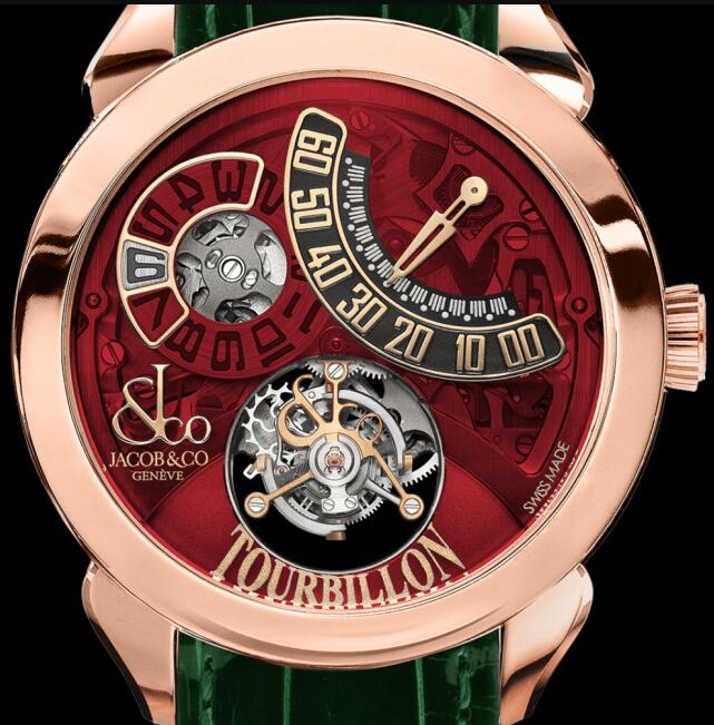 Jacob & Co PT510.40.NS.MR.A PALATIAL FLYING TOURBILLON JUMPING HOURS ROSE GOLD (RED MINERAL CRYSTAL) Replica watch